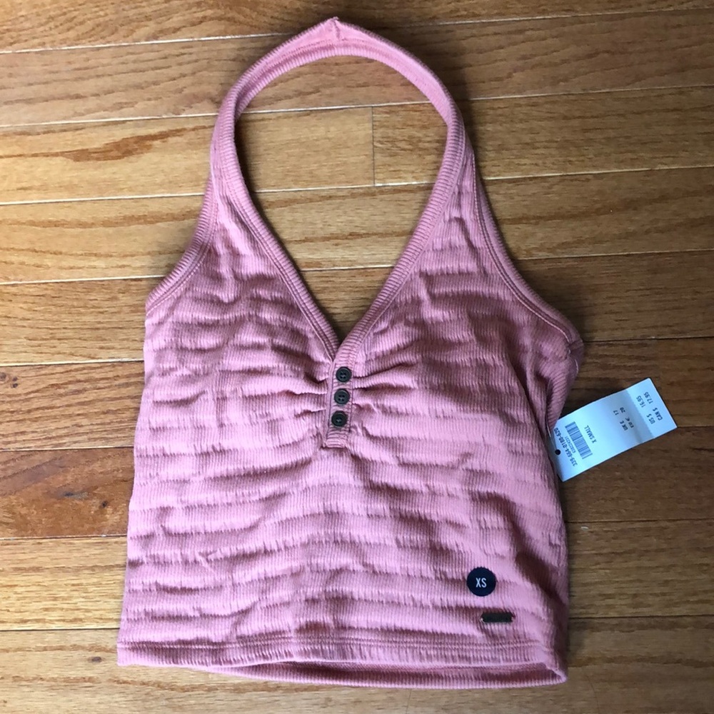 NWT TIGHT PINK HALTER TOP W/ BUTTONS